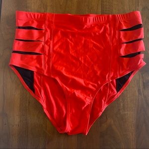 Hot Pink/Red High Waisted Swim Bottom